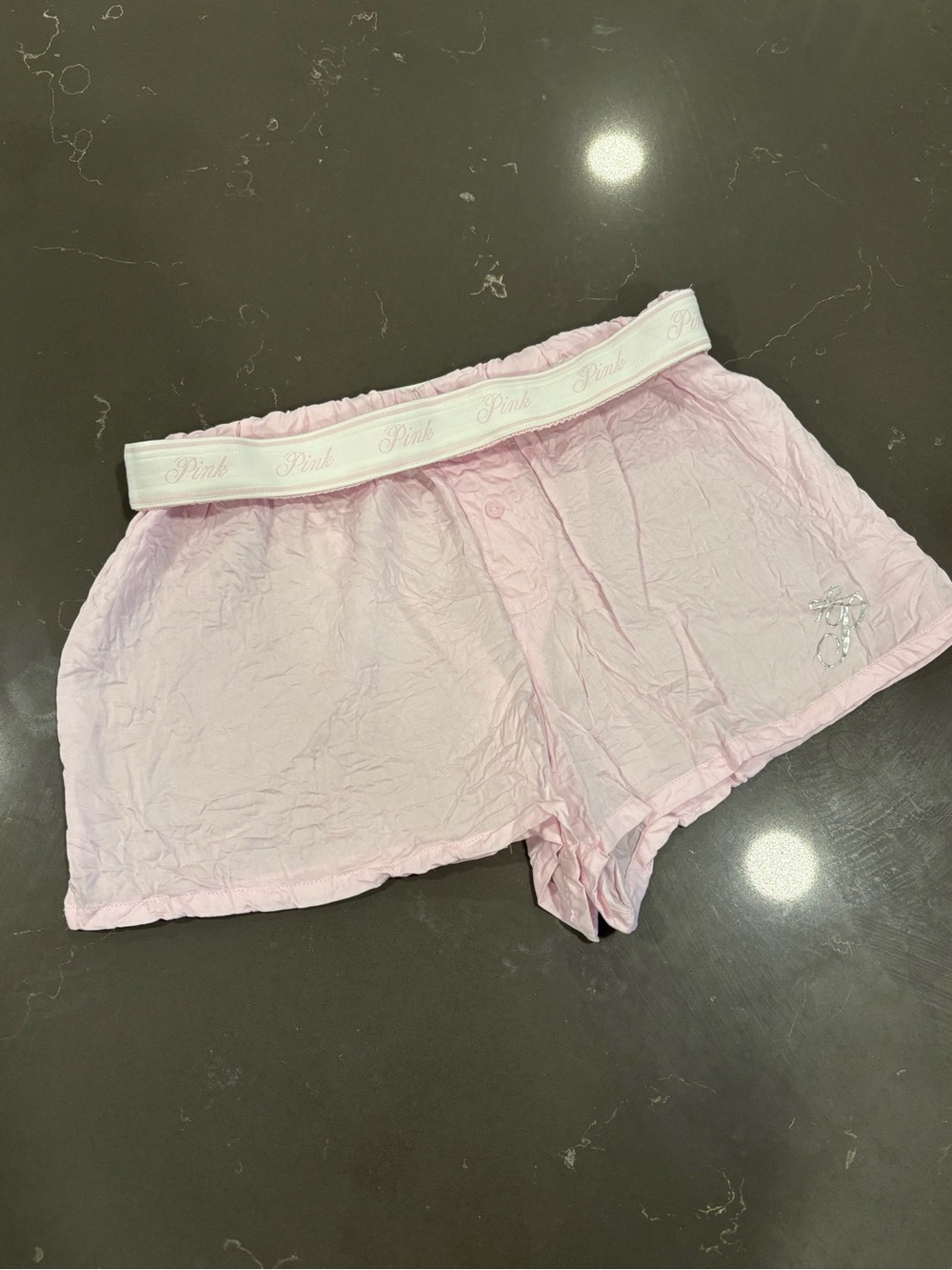 PINK Victoria's Secret Light Pink Lounge Shorts with White Logo Waistband